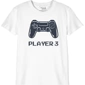 Gaming - T-Shirt Enfant Blanc Joueur 3 - 14 ans