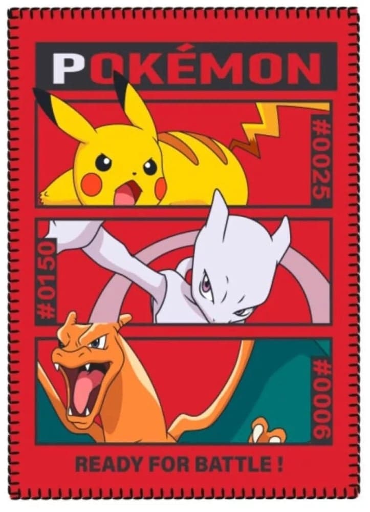 Pokémon - Pikachu, Mewto en Charizard Polarfleece Deken (100x140cm)