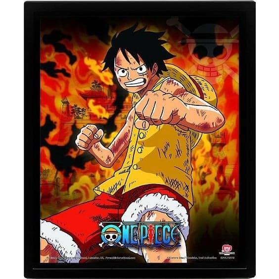 One Piece - \"Brothers Burning Rage\" Cadre 3D Lenticulaire 26x20cm