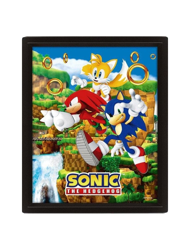 Sega - Sonic The Hedgehog - \"Catching Rings\" 3D Lenticulair Fotolijst 26x20cm