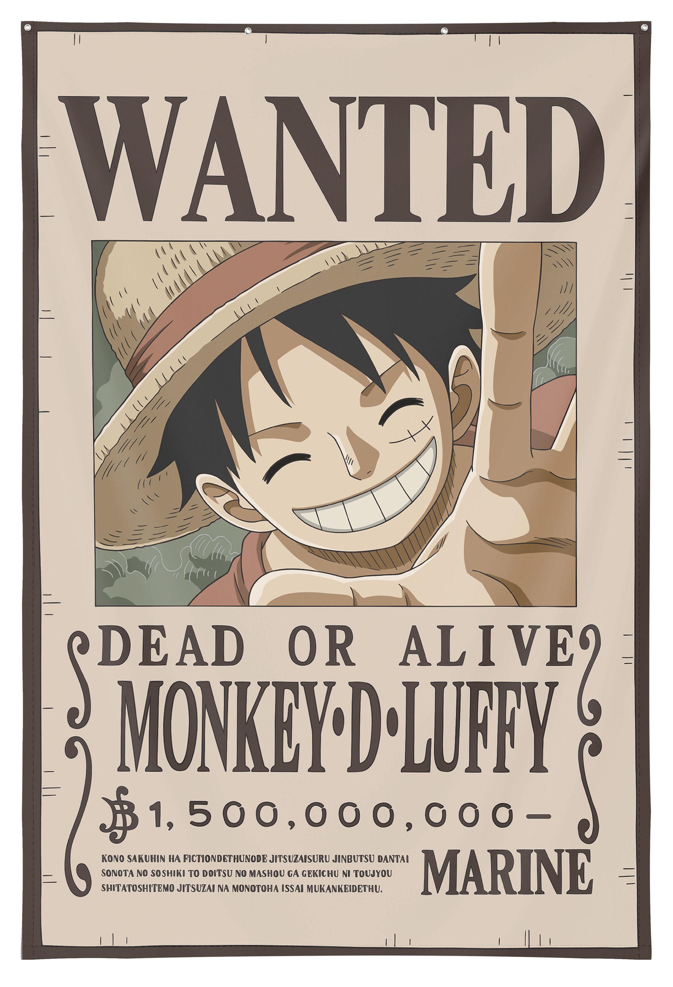 One Piece - Poster Tissu Monkey D. Luffy \"Wanted\" 125x85cm