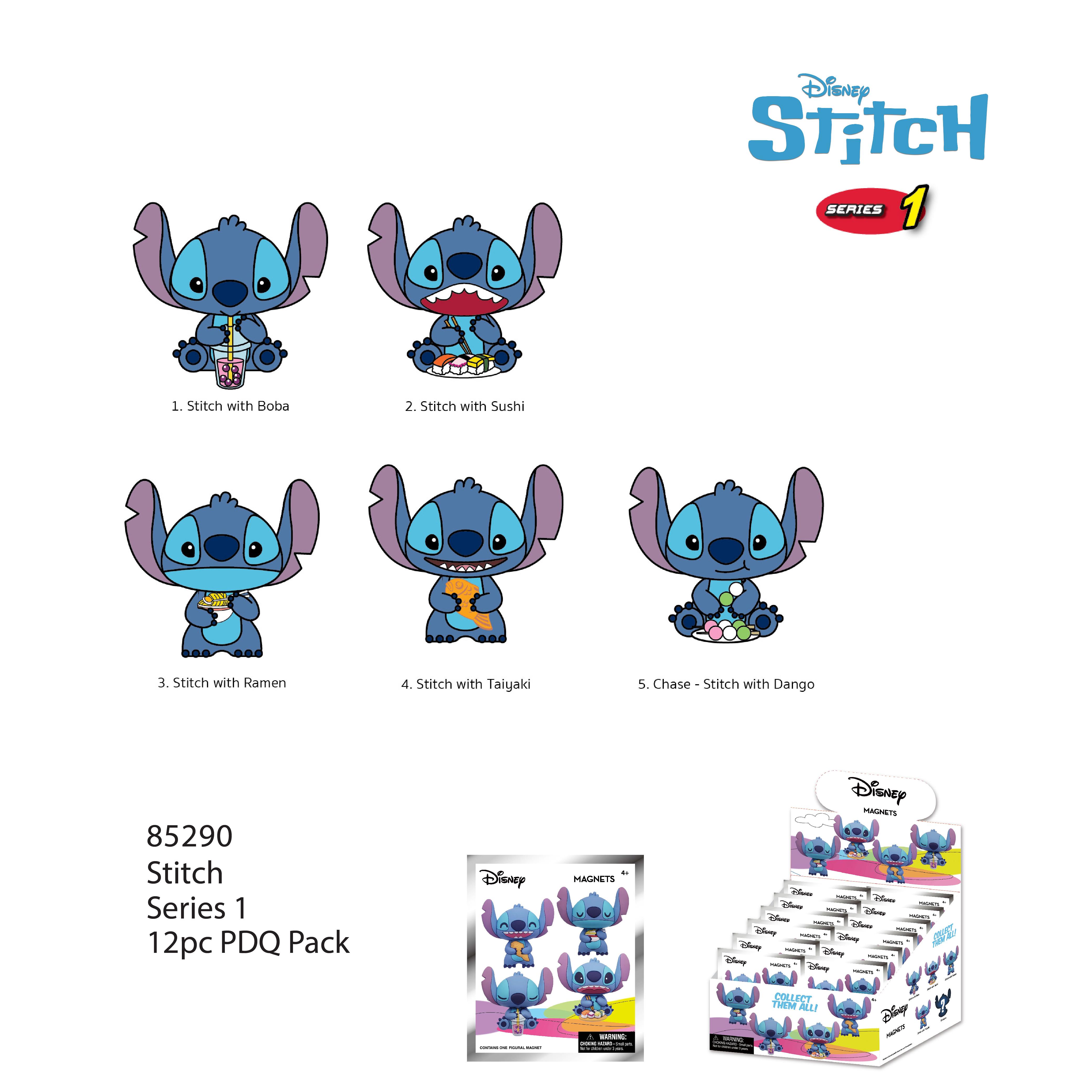 Disney - Assortiment en blind box d\'aimants de collection Stitch en mousse (12 pcs)